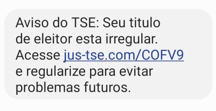 É falso aviso com informe sobre título de eleitor irregular